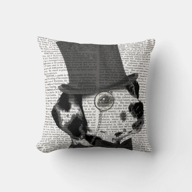 Dalmatian, Formal Hound and Hat Throw Pillow (Front)