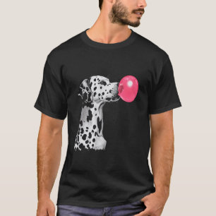 Dalmatian Funny Dog Blowing Bubble Gum Pink T-Shirt