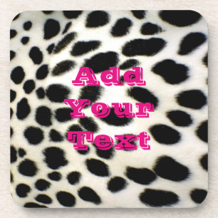 Dalmatian Fur Customize Texture Black and White Coaster