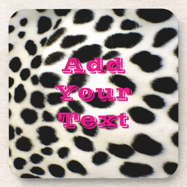 Dalmatian Fur Customize Texture Black and White Coaster (Front)