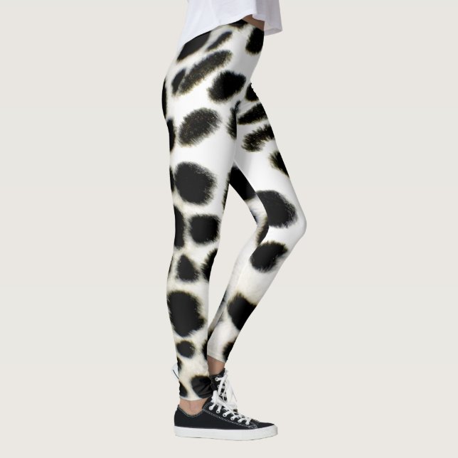 Dalmatian Fur Customize Texture Black and White Leggings (Right)