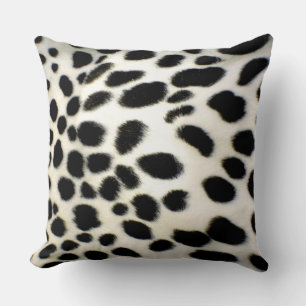 Dalmatian Fur Customize Texture Black and White Throw Pillow