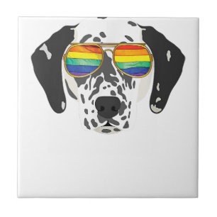 Dalmatian Gay Pride Shirt Lesbian LGBT Rainbow Fla Tile