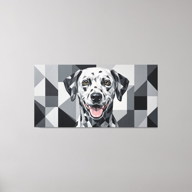 Dalmatian Geometric Pop Art Portrait Canvas Print (Front)