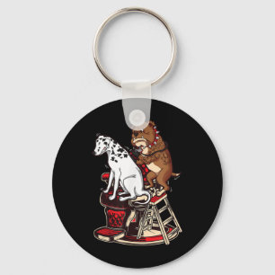 Dalmatian Getting Spots Tattoo Bulldog Keychain