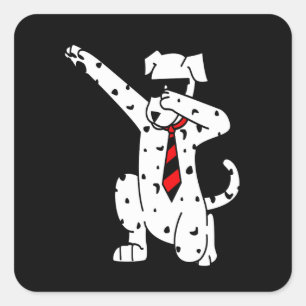 Dalmatian Gift   Dalmatian Wearing Glasses Tie Square Sticker
