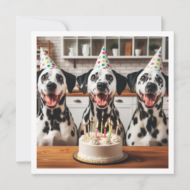 Dalmatian greeting card, Dalmatian birthday Invitation (Front)
