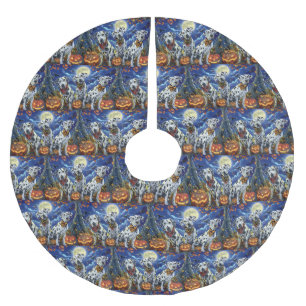 Dalmatian Halloween Spooky Brushed Polyester Tree Skirt
