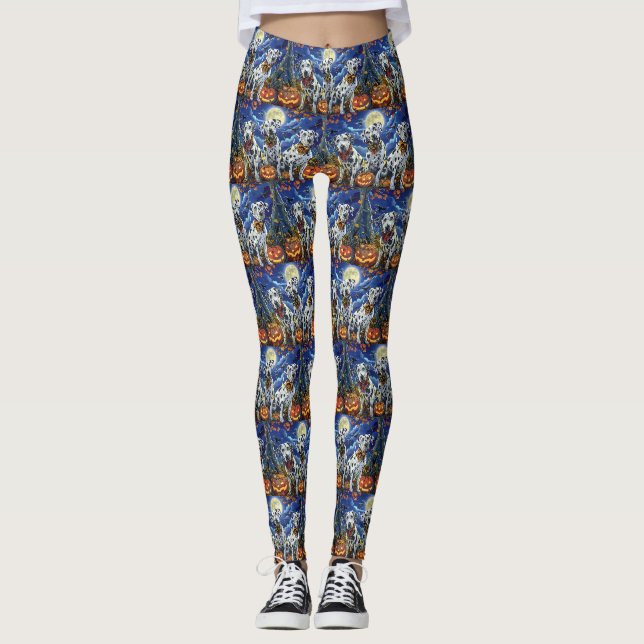 Dalmatian Halloween Spooky Leggings (Front)