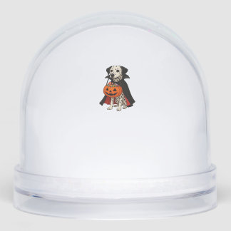 Dalmatian Halloween Vampire Dog with Pumpkin Baske