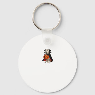 Dalmatian Halloween Vampire Dog with Pumpkin Baske Keychain