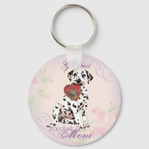 Dalmatian Heart Mom Keychain