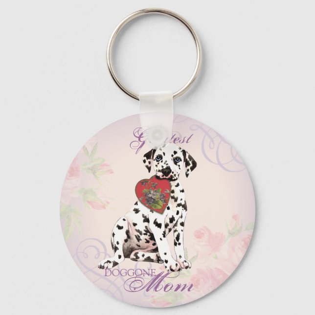 Dalmatian Heart Mom Keychain (Front)