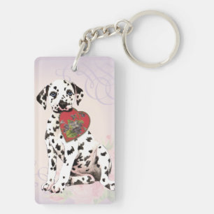 Dalmatian Heart Mom Keychain