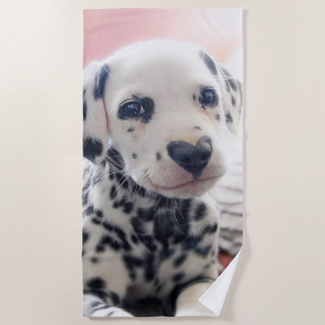 Dalmatian Heart Nose Beach Towel (Front)