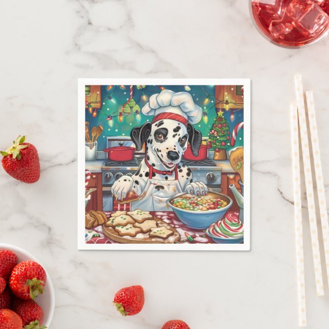 Dalmatian Holiday Baking: Festive Christmas Napkin (Insitu)