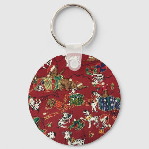 Dalmatian Holiday Print Keychain
