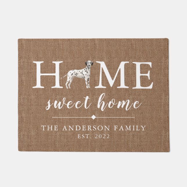 Dalmatian Home Sweet Home Personalized Doormat (Front)