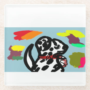 Dalmatian in autumn  glass coaster