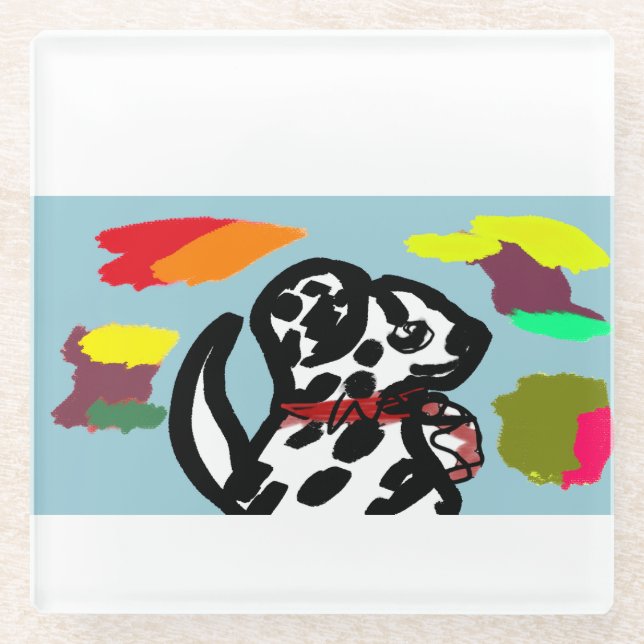 Dalmatian in autumn  glass coaster (Front)