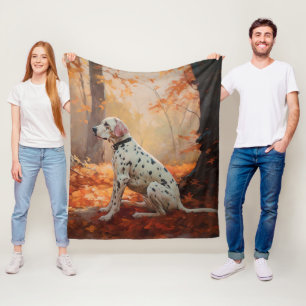 Dalmatian in Autumn Leaves Fall Inspire Fleece Blanket