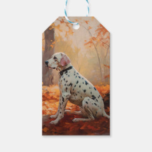Dalmatian  in Autumn Leaves Fall Inspire  Gift Tags