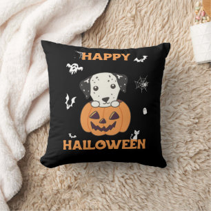 Dalmatian In Pumpkin Sweet Dogs Happy Halloween Th Throw Pillow