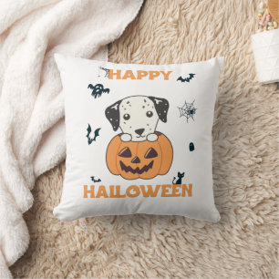 Dalmatian In Pumpkin Sweet Dogs Happy Halloween Throw Pillow