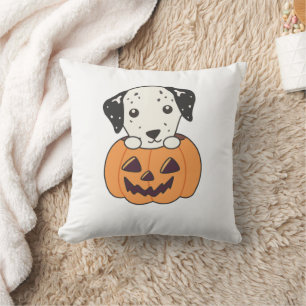 Dalmatian In Pumpkin Sweet Dogs Happy Halloween Throw Pillow