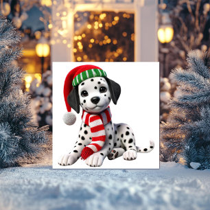 Dalmatian in Santa Hat Holiday Card