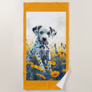 Dalmatian in the flowers beach towel