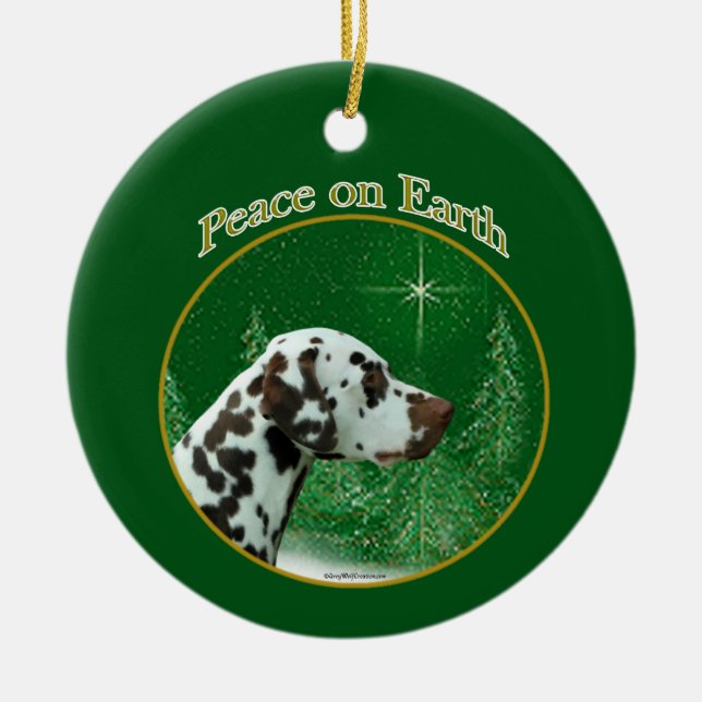 Dalmatian (liver) Peace Ceramic Ornament (Front)