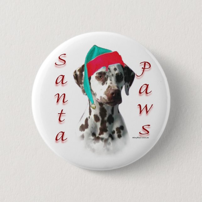 Dalmatian (liver) Santa Paws 2 Inch Round Button (Front)
