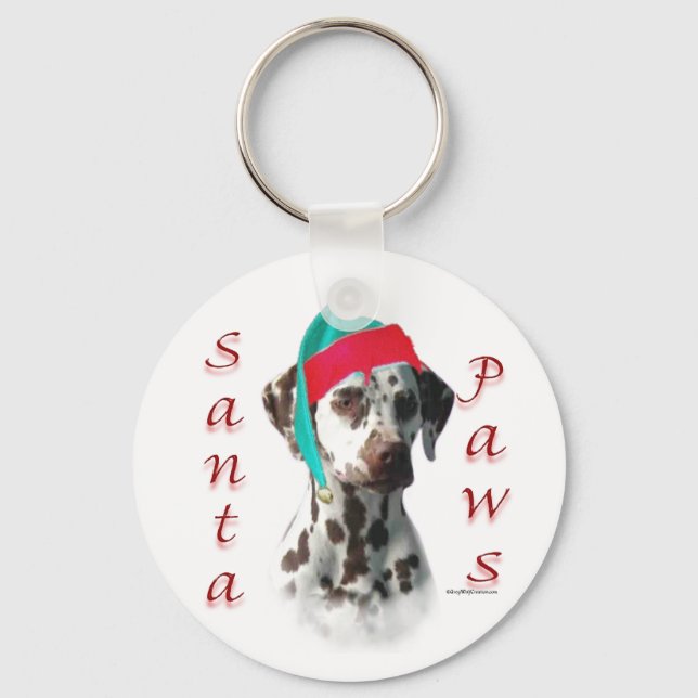 Dalmatian (liver) Santa Paws Keychain (Front)
