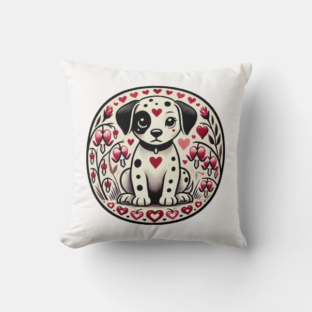 Dalmatian Love Throw Pillow (Front)