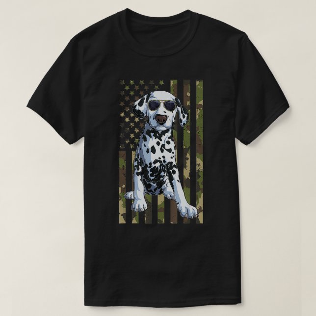 Dalmatian Men Women Dalmation Dad Mom Camo USA Fla T-Shirt (Design Front)