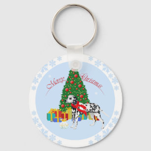 Dalmatian Merry Christmas Keychain