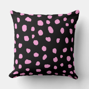 dalmatian modern pink spot dots animal print   throw pillow