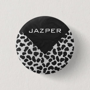 Dalmatian Monogrtam Black and White Prints 1 Inch Round Button