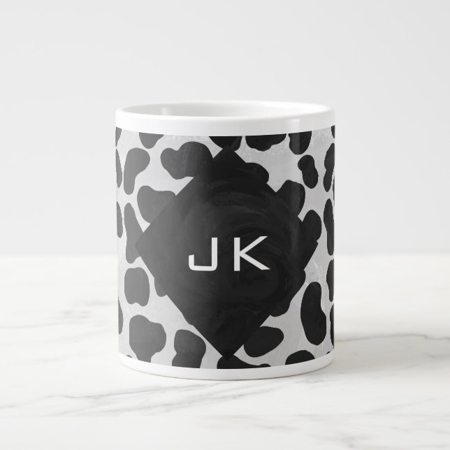 Dalmatian Monogrtam Black and White Prints Large Coffee Mug (Front)