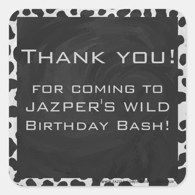 Dalmatian Monogrtam Black and White Prints Square Sticker (Front)