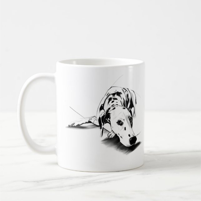 Dalmatian Mug – Hand Drawn Spotted Dog Coffee Mug (Left)