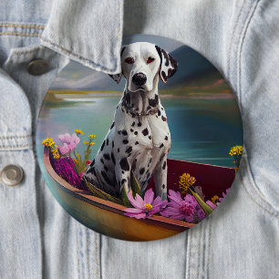 Dalmatian on a Paddle: A Scenic Adventure 6 Inch Round Button