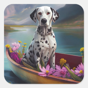 Dalmatian on a Paddle: A Scenic Adventure Square Sticker