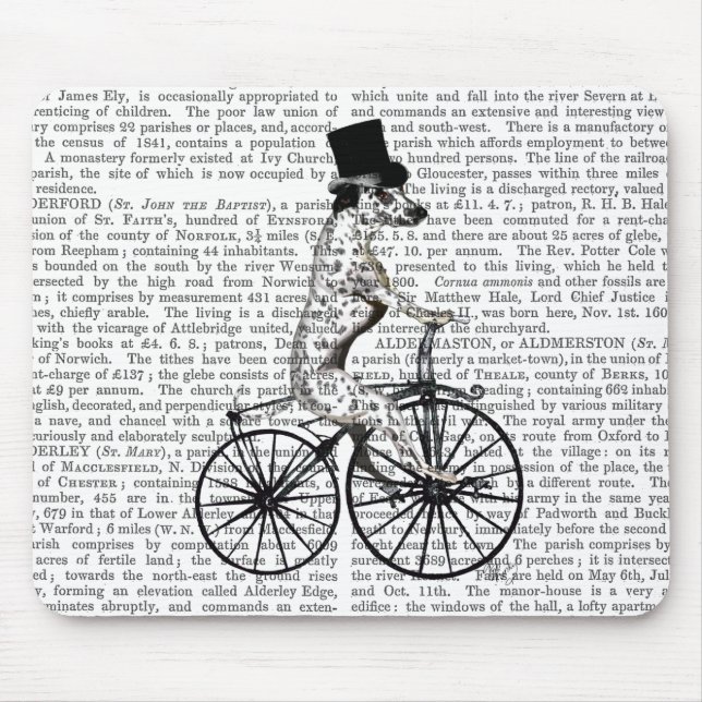 Dalmatian on Bicycle 2 Mouse Pad (Front)