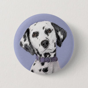 Dalmatian Painting - Cute Original Dog Art 2 Inch Round Button