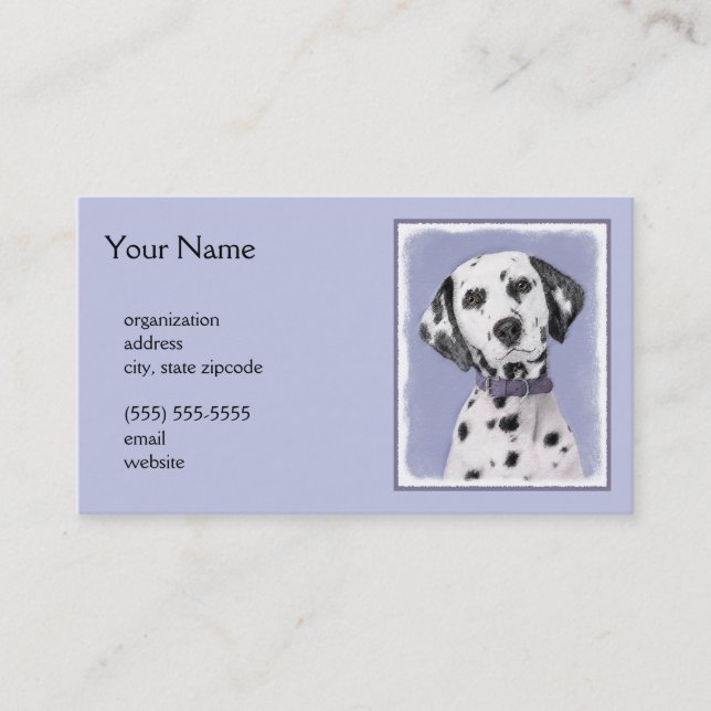 Dalmatian Painting - Cute Original Dog Art Business Card (Front)