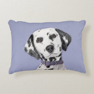 Dalmatian Painting - Cute Original Dog Art Decorative Pillow