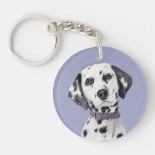 Dalmatian Painting - Cute Original Dog Art Keychain