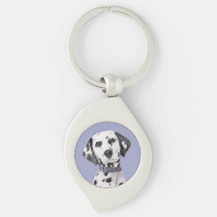 Dalmatian Painting - Cute Original Dog Art Keychain